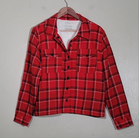 Lucky Brand Red Plaid Button-Up Jacket - Picture 1 of 5
